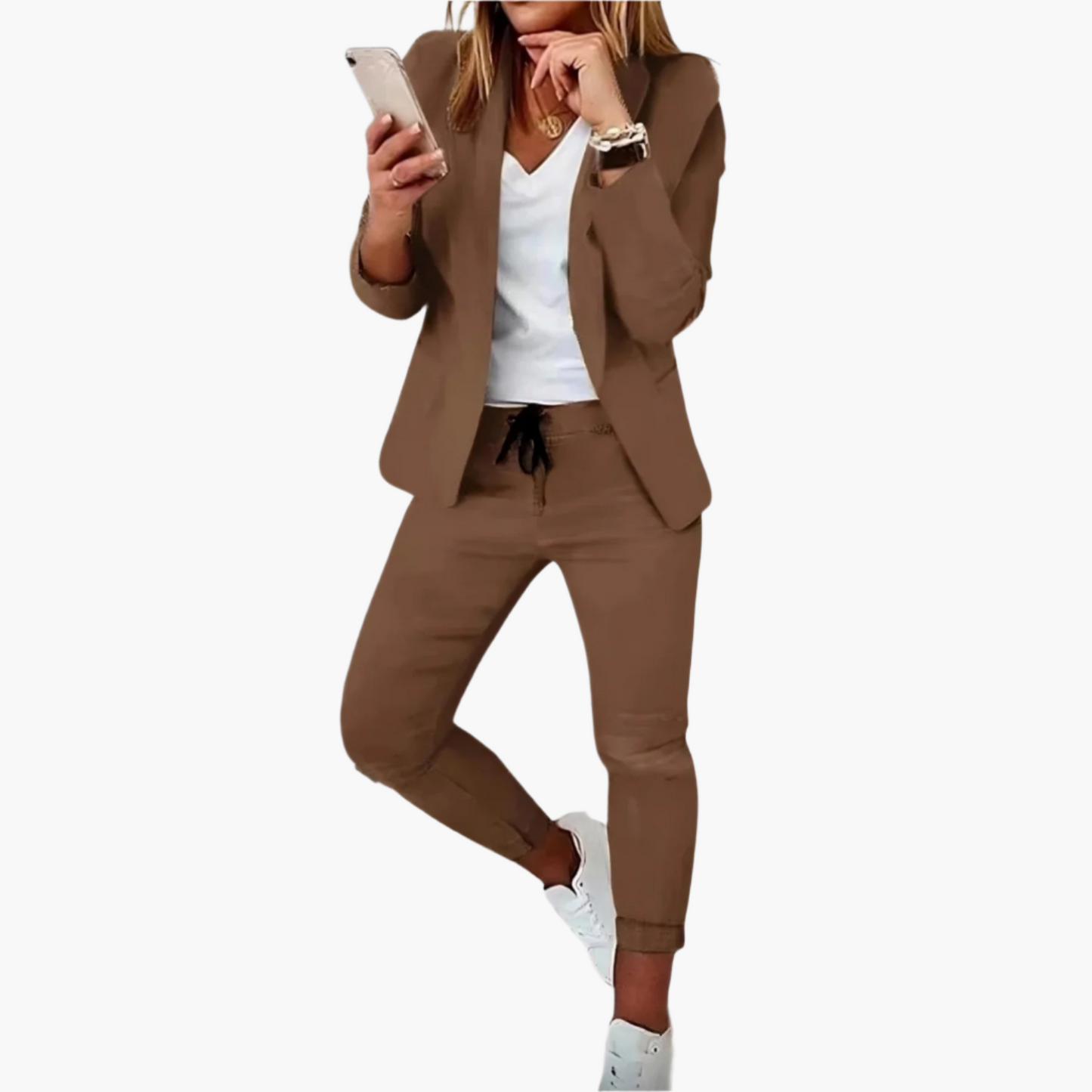 Damen Business-Casual Zweiteiler – Blazer & Joggerhose für Büro und Freizeit