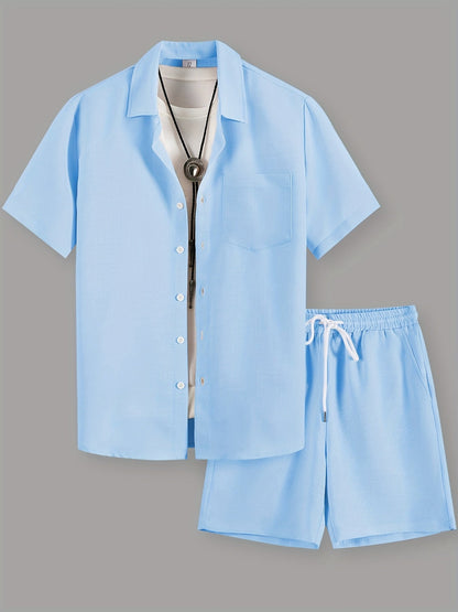 Herren Sommer Freizeit Set – Kurzarm Hemd & Shorts, Modernes 2-teiliges Outfit für Alltag und Urlaub