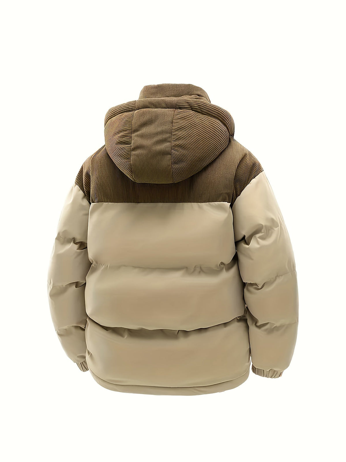 Unisex Winter Steppjacke mit Kapuze, Cord-Details und Reißverschluss