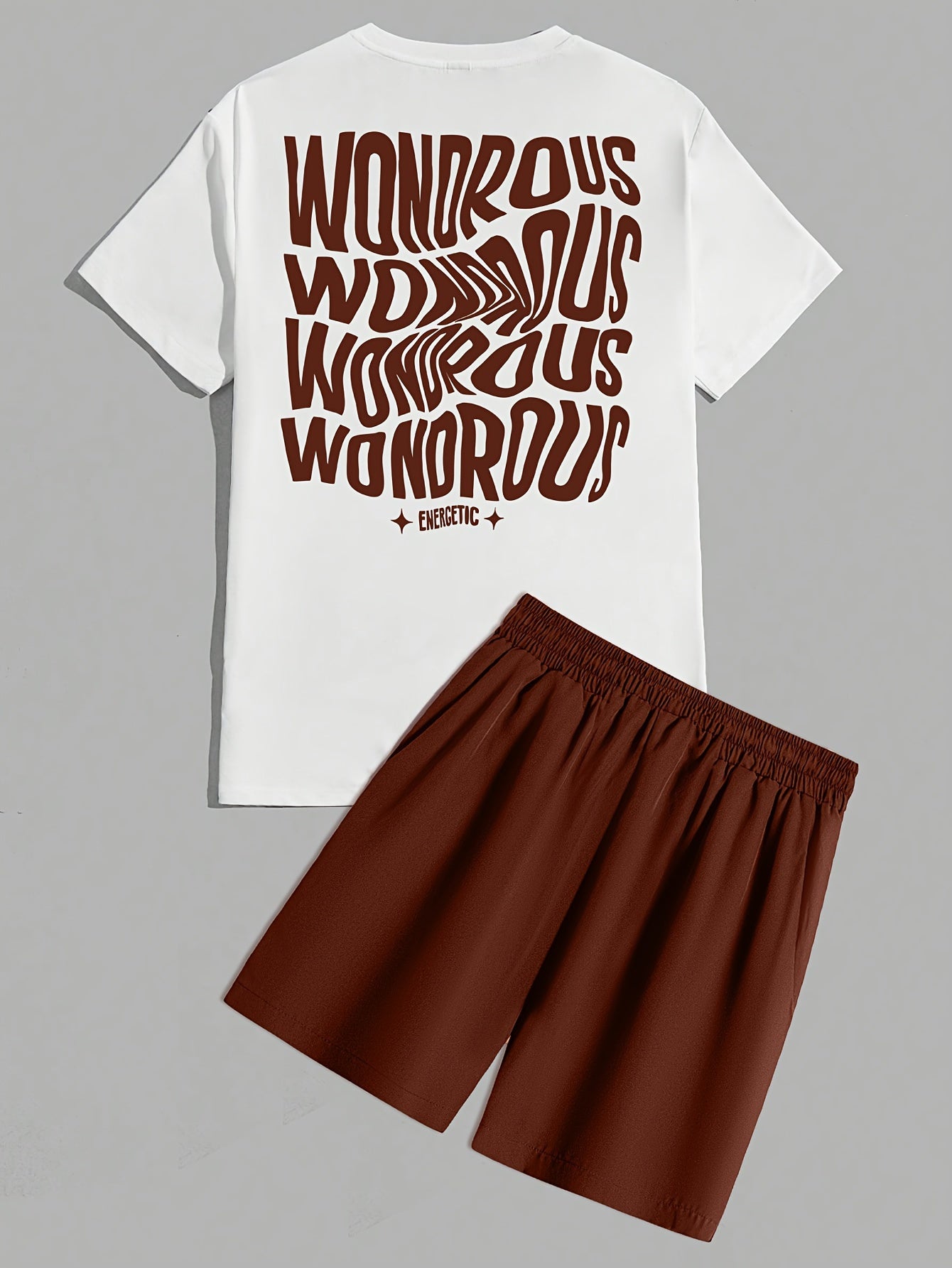 Herren Streetwear Set mit Grafik-T-Shirt und Shorts – Moderner Look, Energetische Typografie, Perfekt für Alltag & Freizeit