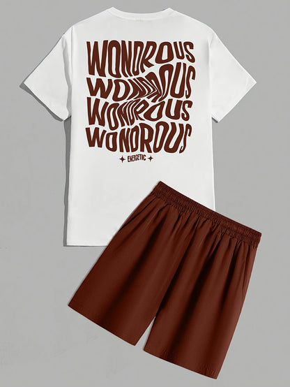 Herren Streetwear Set mit Grafik-T-Shirt und Shorts – Moderner Look, Energetische Typografie, Perfekt für Alltag & Freizeit