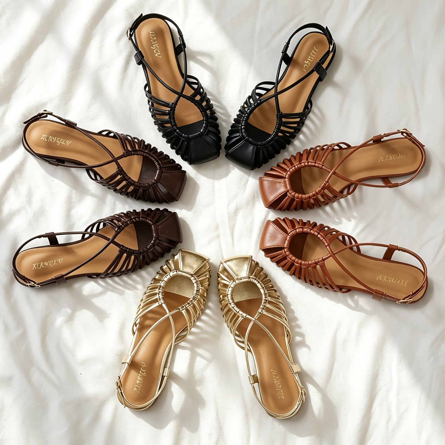 Damen Sandalen mit geflochtenem Design und eckiger Zehenpartie – Stilvolle Sommerschuhe für Alltag und Freizeit