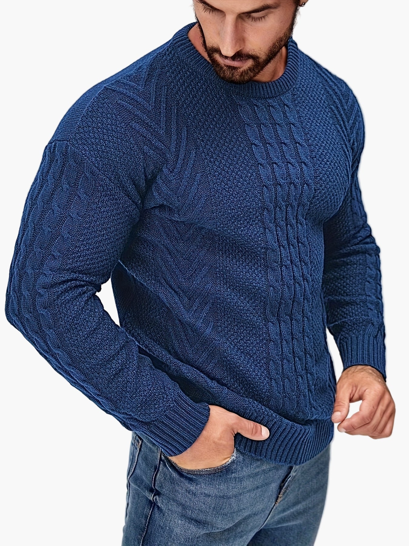 Herren Strickpullover mit Zopfmuster – Modischer Freizeitpulli für Herbst & Winter