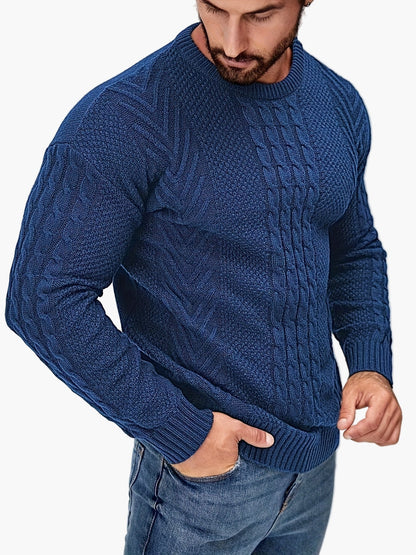 Herren Strickpullover mit Zopfmuster – Modischer Freizeitpulli für Herbst & Winter