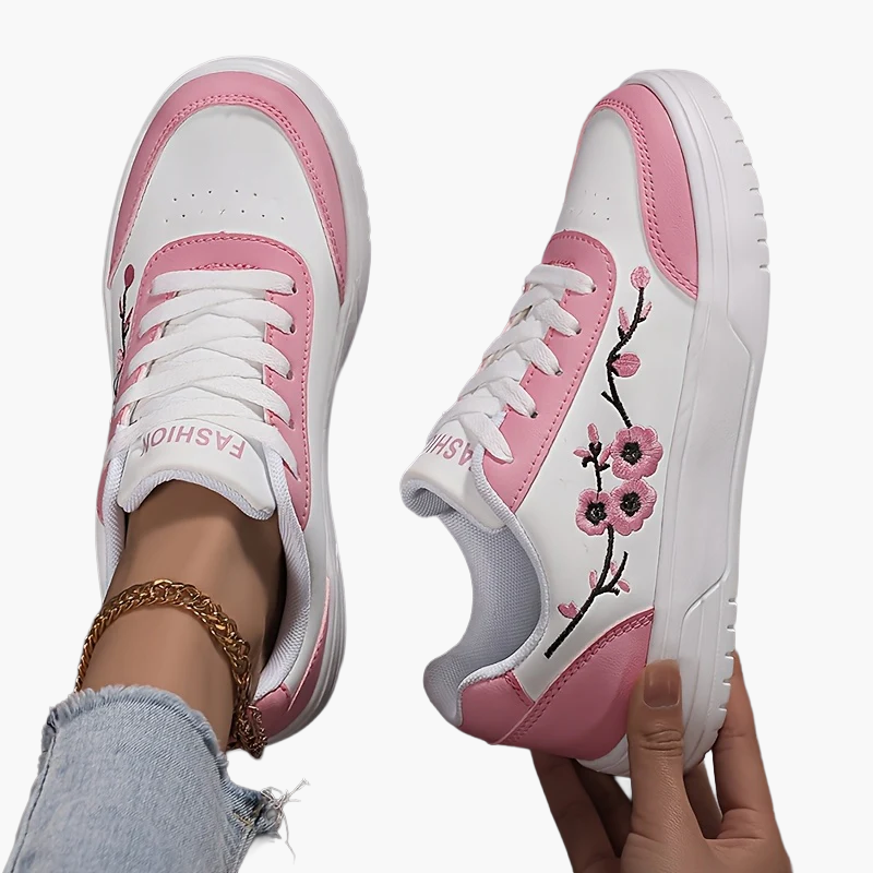 Damen Sneaker mit Blumenstickerei und modischem Design – Alltag & Freizeit