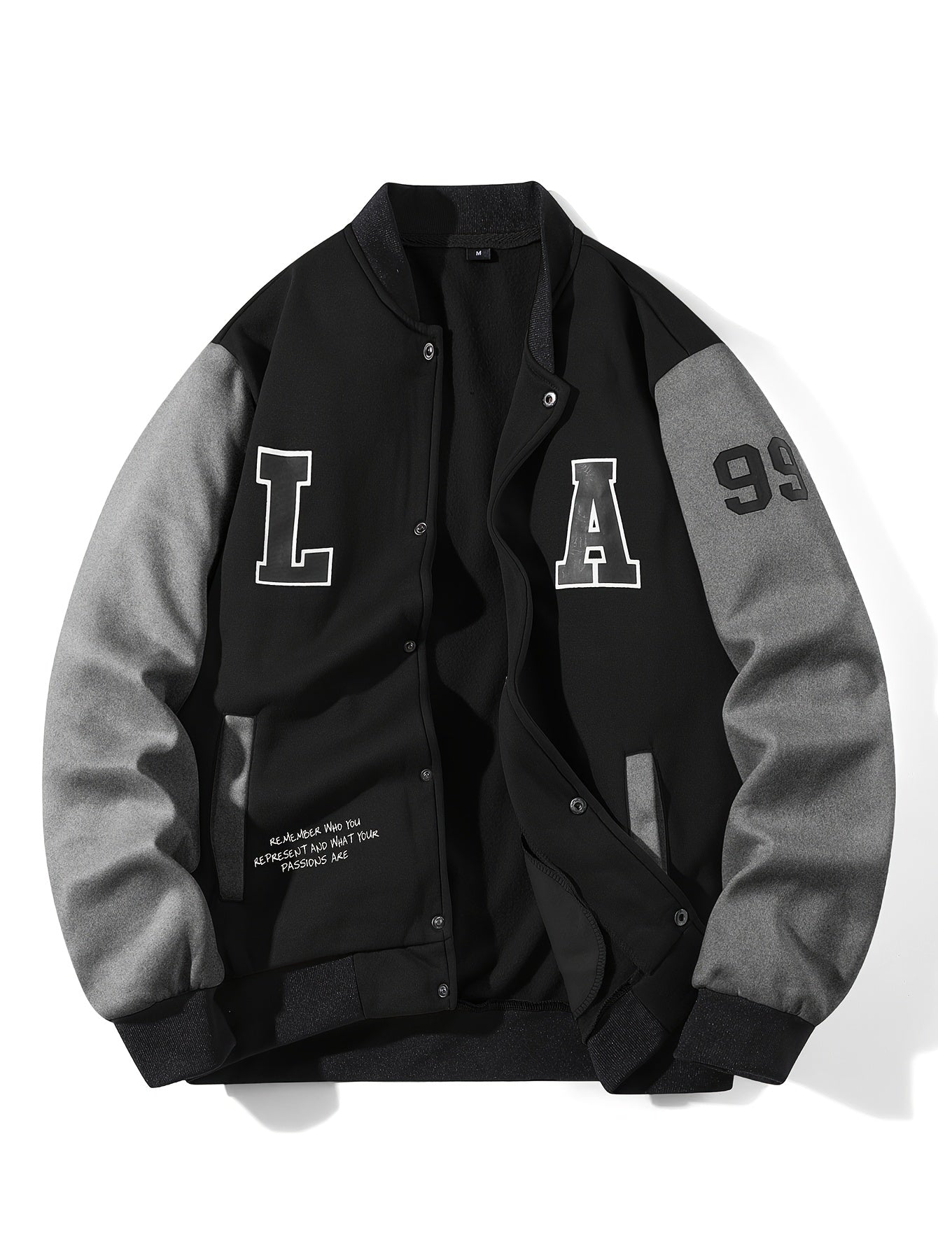 College Jacke Unisex mit Kontrastärmeln und Druckknöpfen, Baseball Bomberjacke
