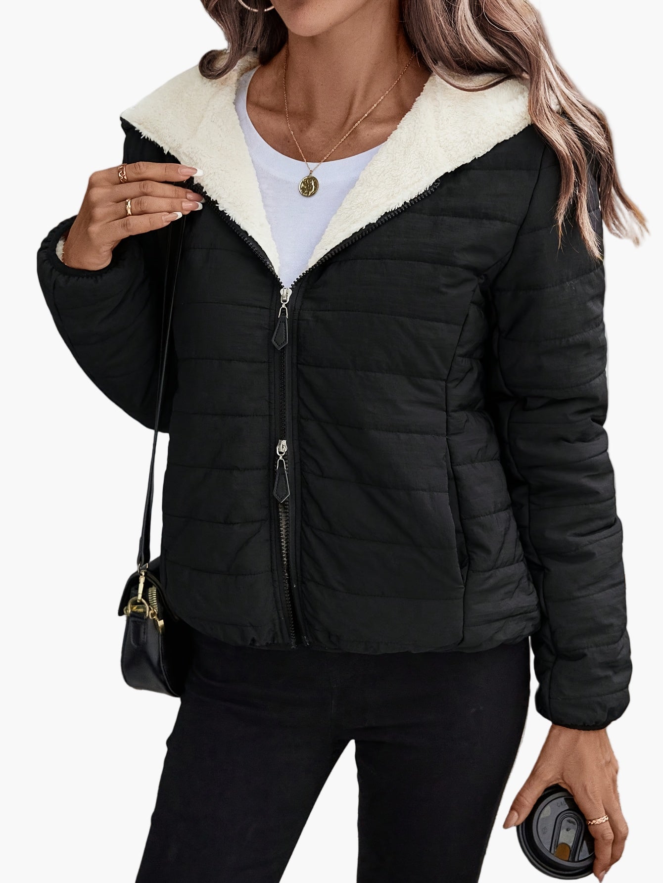 Damen Steppjacke mit Fleece-Futter und Kapuze – Casual Winterjacke für Alltag und Outdoor
