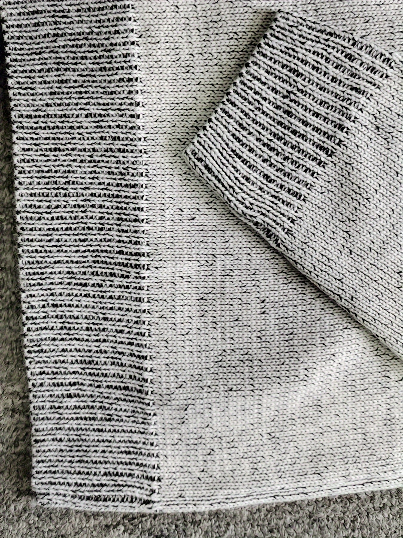 Herren Hoodie Strick-Optik mit Kapuze & Kängurutasche Grau-meliert