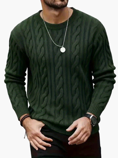 Herren Strickpullover mit Zopfmuster – Moderner Casual Style für Herbst und Winter