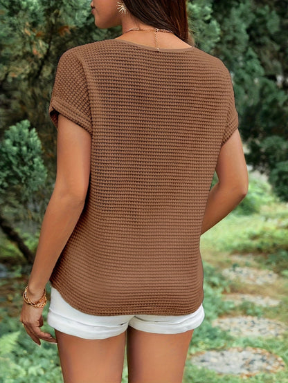 Damen Sommer-Strickshirt mit Herz-Detail – Eleganter Freizeit-Look, Ideal für Urlaub & Alltag