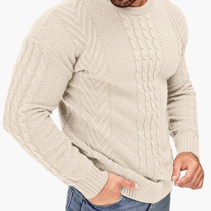 Herren Strickpullover mit Zopfmuster – Modischer Freizeitpulli für Herbst & Winter
