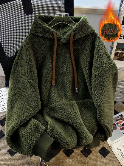 Teddy-Fleece Hoodie für Damen mit Kapuze und Kängurutasche, Kuscheliger Oversize Pullover