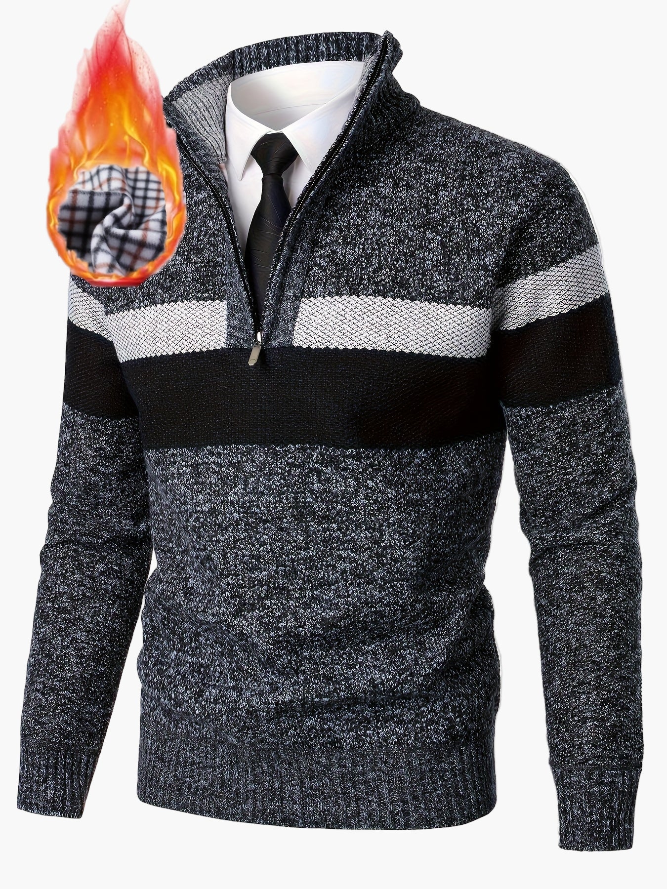 Herren Strickpullover mit Stehkragen und Reißverschluss – Eleganter Freizeit Look für Herbst & Winter