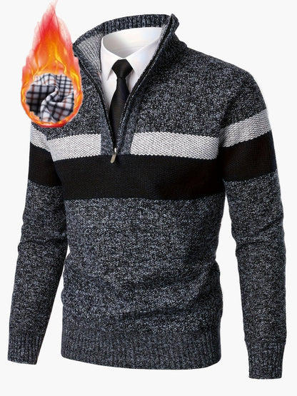 Herren Strickpullover mit Stehkragen und Reißverschluss – Eleganter Freizeit Look für Herbst & Winter