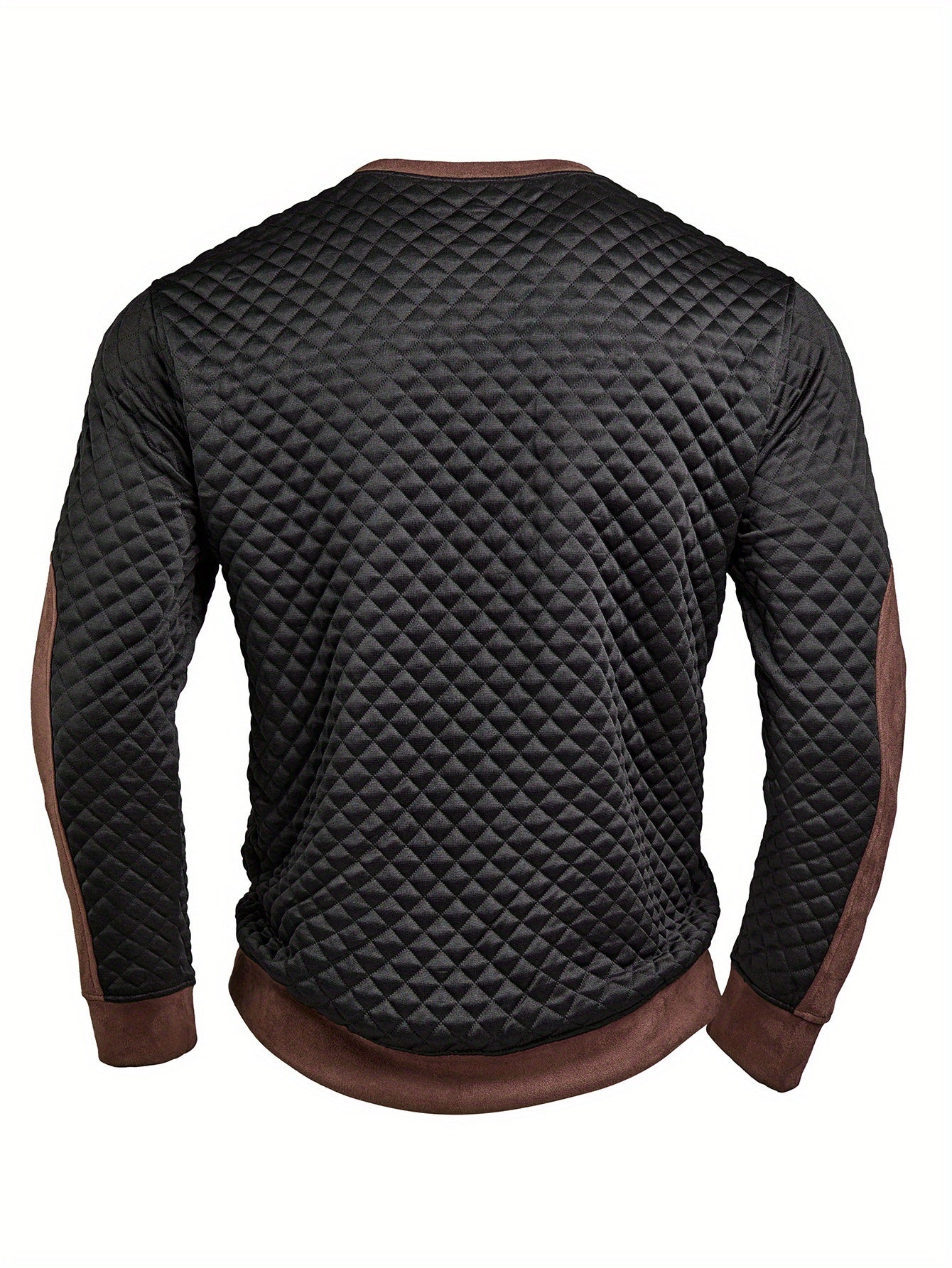 Herren Stepp-Sweatshirt Schwarz Braun Rundhals Langarm Winter