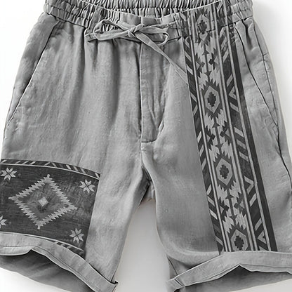 Herren Ethno-Shorts mit geometrischem Muster – Freizeit & Urlaub, moderner Look