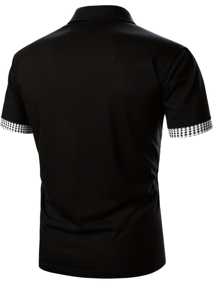 Herren Polohemd mit modernem Zip-Kragen und Kontrastmuster – Stilvolles Poloshirt für Business & Freizeit