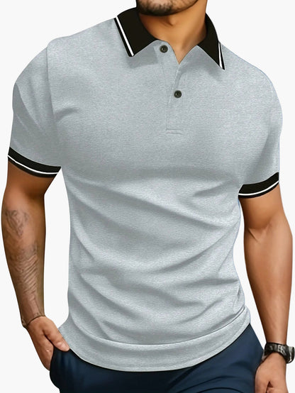 Herren Poloshirt Casual Modern mit Kontrastkragen und Knopfleiste – Stilvolles Freizeitshirt für Alltag und Sport