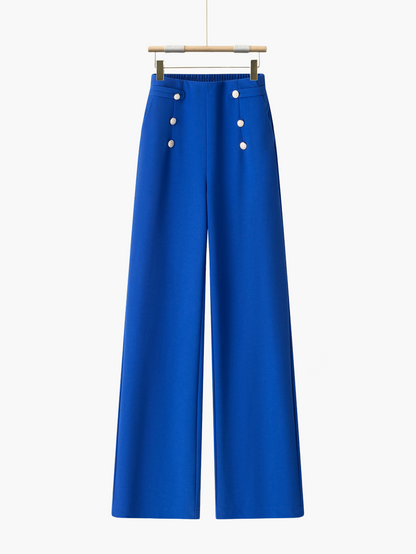 Damen Weite Hose mit Knopfdetails – Eleganter Freizeit-Look für Büro & Alltag