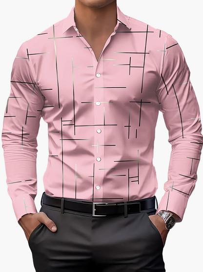 Herren Modernes Business-Freizeithemd mit Geometrischem Print, Stilvoll für Büro und Alltag