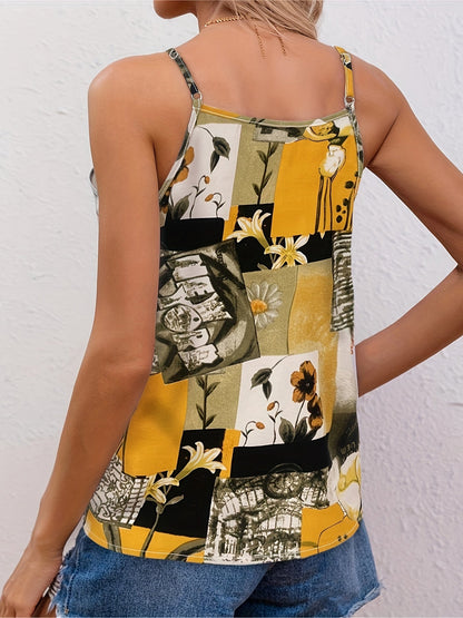 Damen Spitzen-Top mit Blumenmuster und V-Ausschnitt – Feminines Freizeit-Camisole