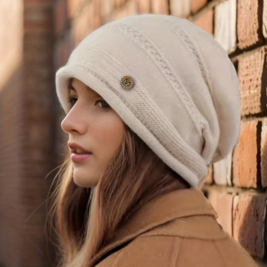 Unisex Strickmütze Beanie Wintermütze mit Fleecefutter einfarbig oder zweifarbig