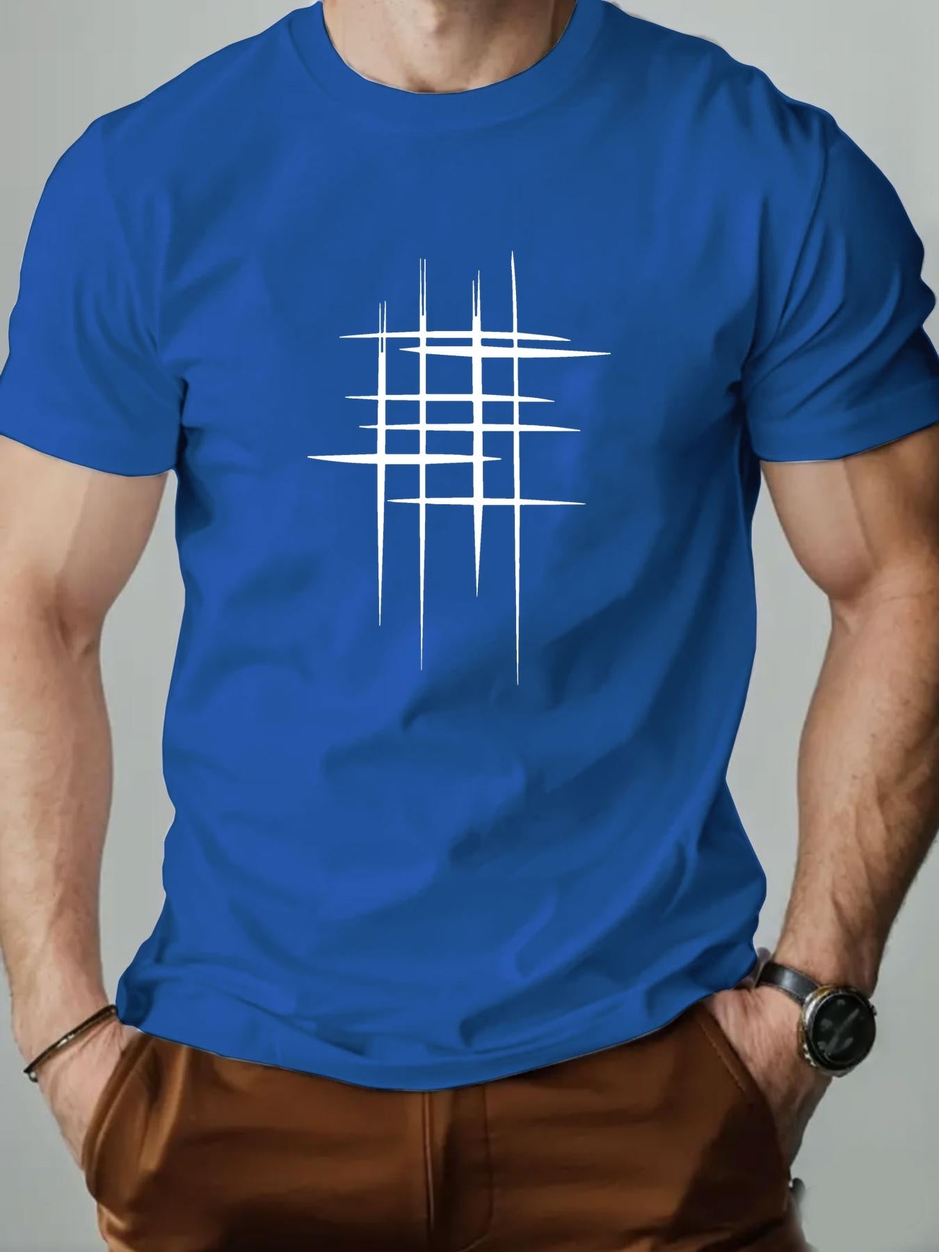 Herren T-Shirt mit modernem abstraktem Linien-Print – Casual Style für Alltag & Freizeit