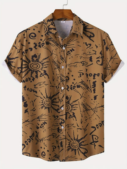 Herren Kurzarm Freizeithemd mit Muschel-Print – Modernes Urlaubshemd für Strand und Sommer