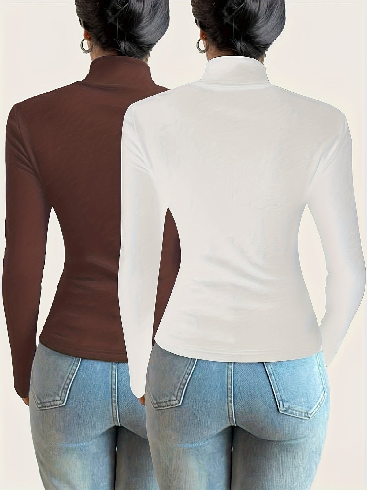 Damen Rollkragen Langarmshirt mit Daumenloch Winter Warm