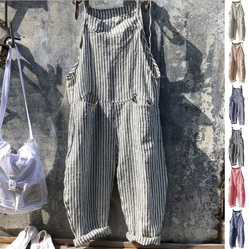 Lässiger Damen Jumpsuit im Streifen-Design – Bequemer Alltagslook