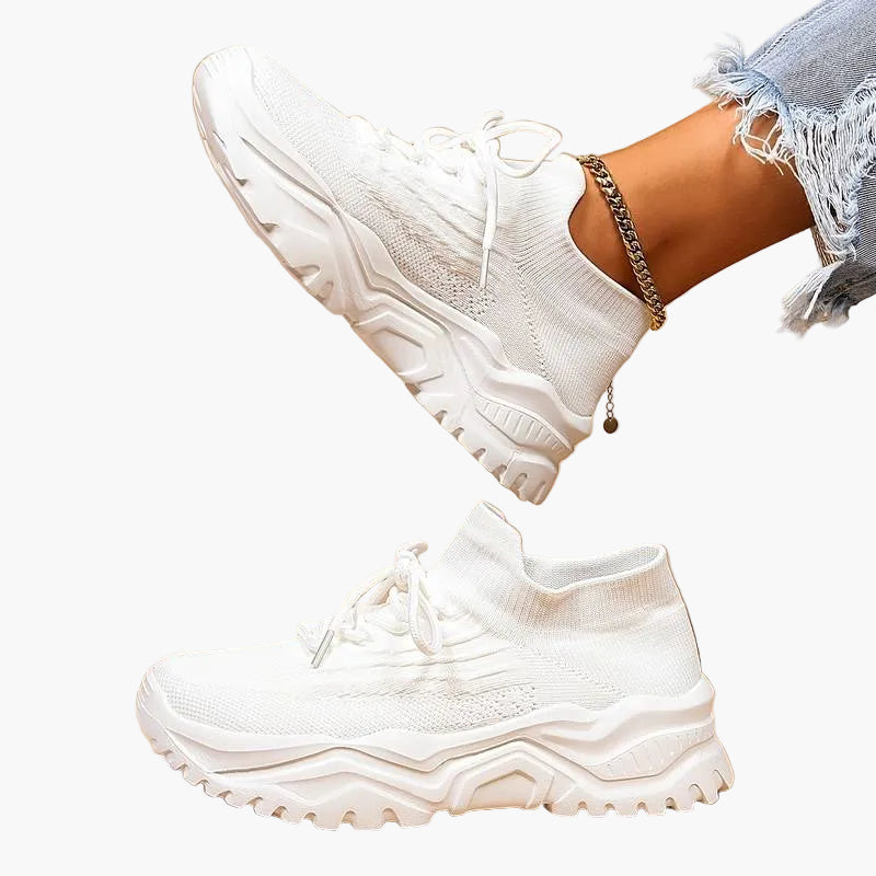 Damen Chunky Sneaker mit Strickschaft und dicker Sohle – Modische Alltagsschuhe für Freizeit und Streetstyle