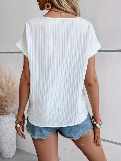 Damen Sommer Casual Bluse mit Rundhalsausschnitt – Stilvolles Basic Top für Alltag und Freizeit