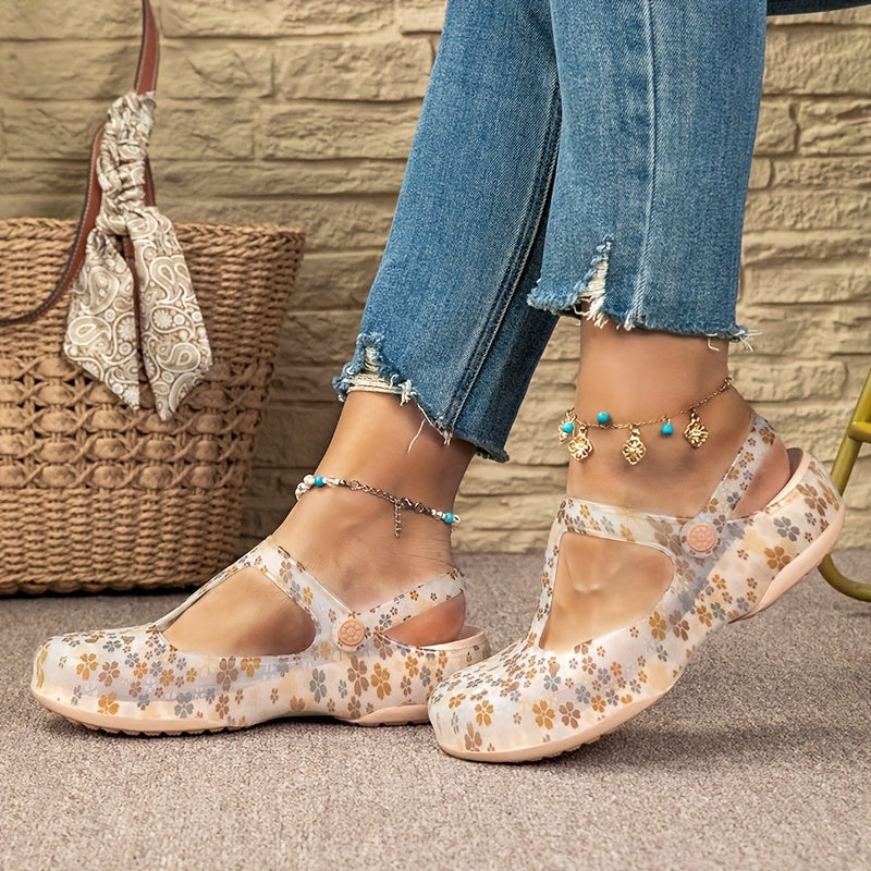 Damen Bequeme Freizeit Mary Jane Schuhe mit Blumenmuster – Alltag & Urlaub