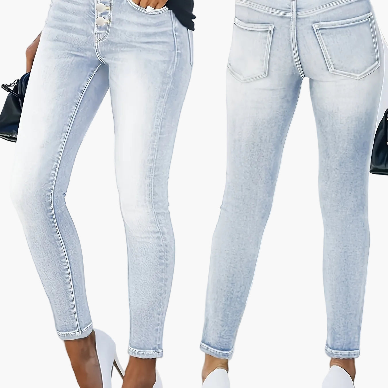 Damen High Waist Jeans Skinny Fit Street Style – Modische Alltagsjeans