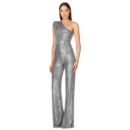 Helen – Ärmelloser Pailletten-Jumpsuit mit One-Shoulder-Design