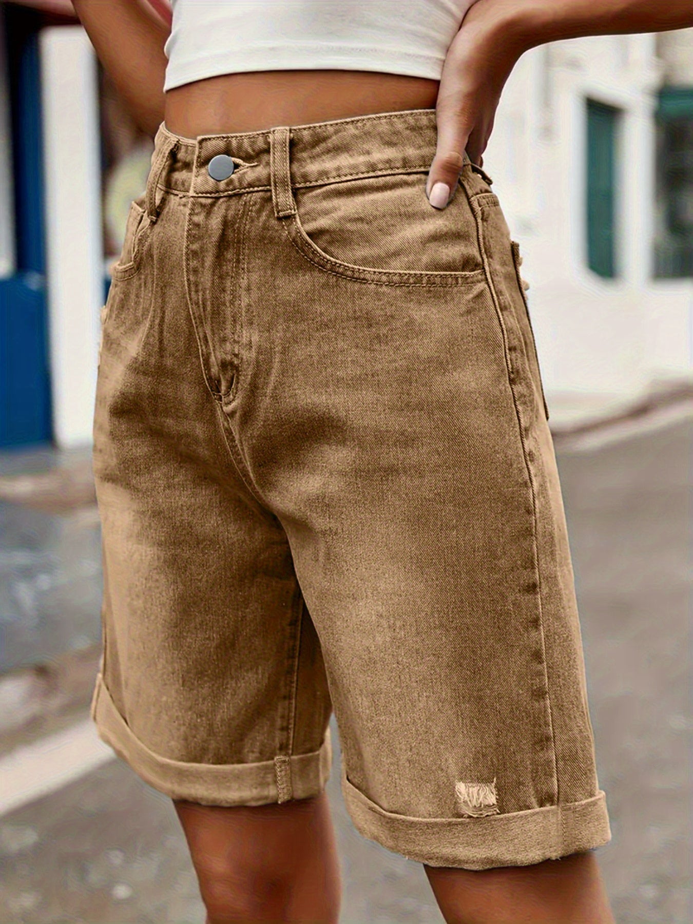 Damen Jeans-Bermuda im Casual-Style – Lässige High-Waist Shorts für Alltag & Freizeit