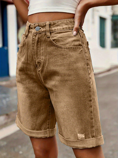 Damen Jeans-Bermuda im Casual-Style – Lässige High-Waist Shorts für Alltag & Freizeit