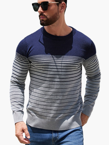 Herren Strickpullover mit Streifenmuster – Modischer Freizeit-Look für Alltag und Büro