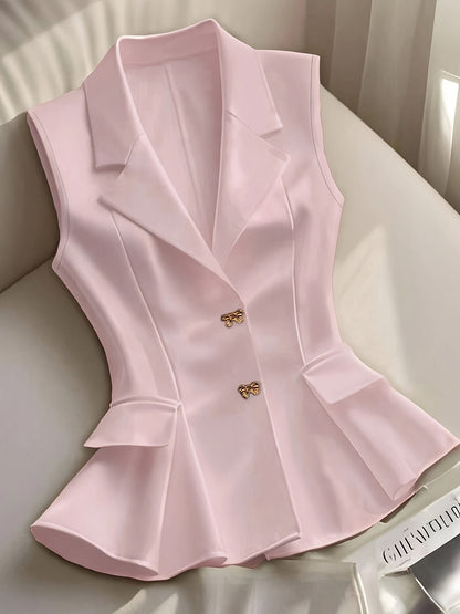 Damen Elegante Ärmellose Blazer-Weste für Büro und Freizeit