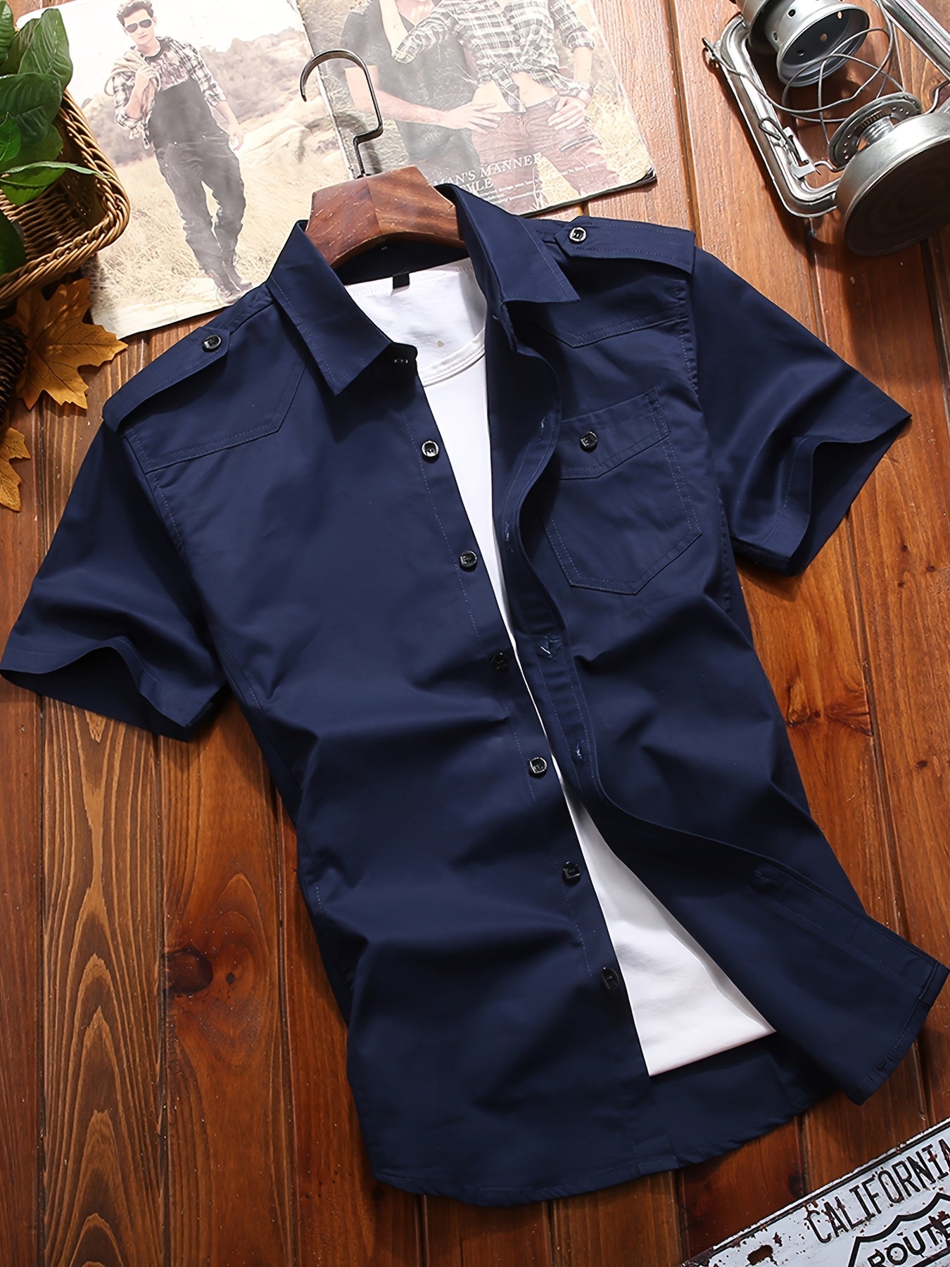 Herren Utility Hemd Kurzarm – Moderner Freizeit-Look mit Brusttasche und Schulterdetails
