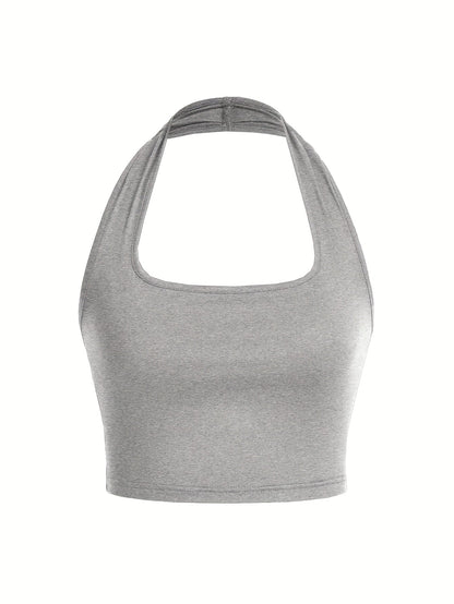 Damen Halter Neck Backless Crop Top – Modisches Sommer Basic für Freizeit & Streetwear