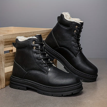 Herren Winterstiefel gefüttert Schnürstiefel Stiefelette mit Profilsohle