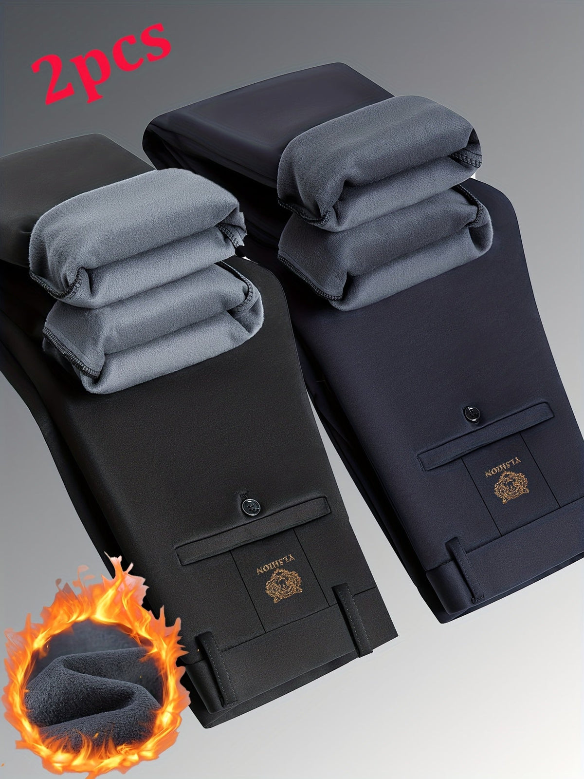 Herren Winterhose gefüttert - Schwarz, Marineblau oder Grau, weiches Futter