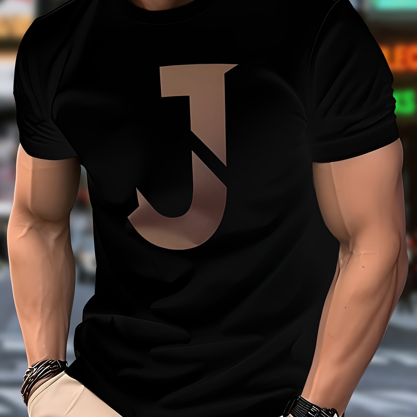Herren T-Shirt mit großem grafischem Buchstaben-Print – Modernes Freizeitshirt
