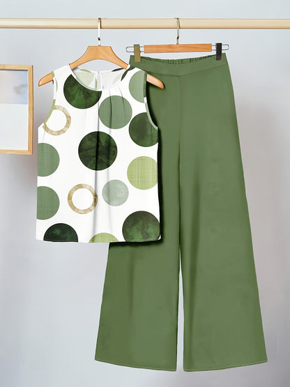 Damen Set ärmelloses Top und weite Hose – Modischer Freizeit-Look mit modernem Design