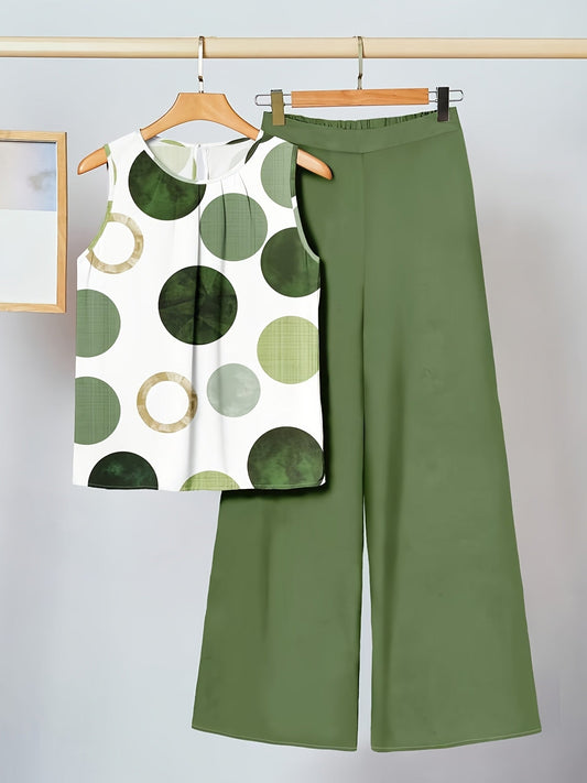 Damen Set ärmelloses Top und weite Hose – Modischer Freizeit-Look mit modernem Design