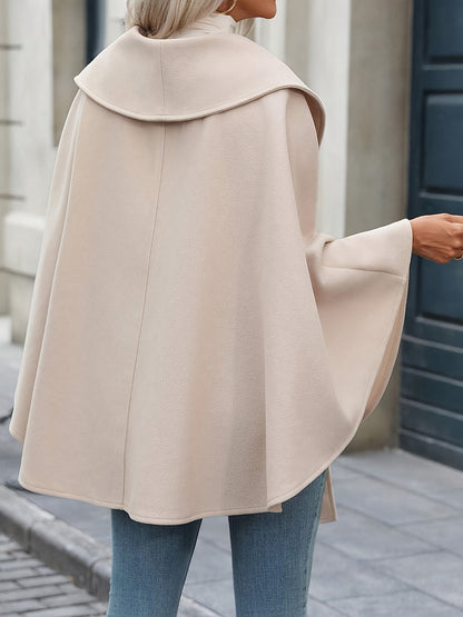 Damen Cape Mantel mit Gürtel und breitem Reverskragen