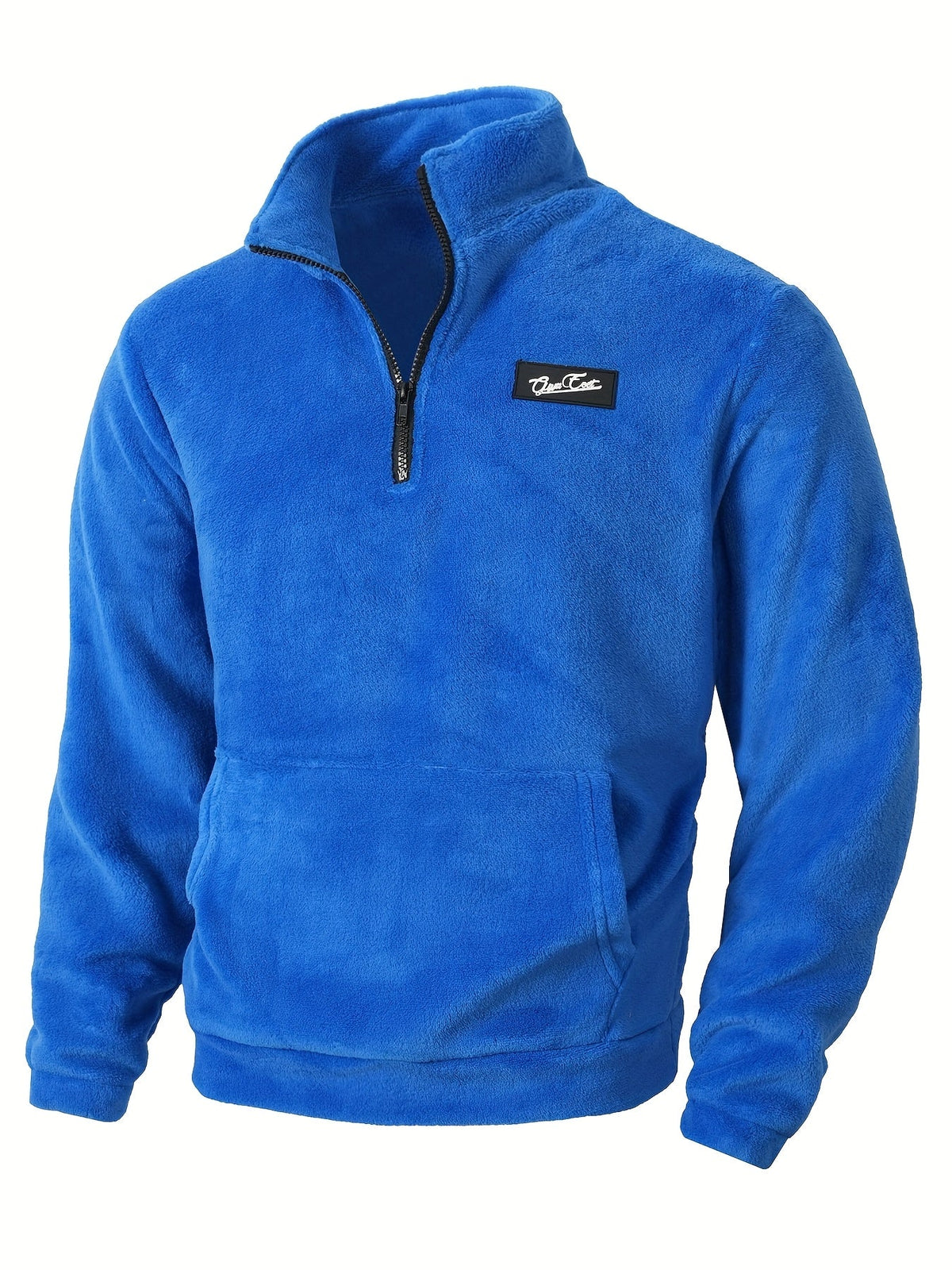 Fleece Pullover Herren mit Reißverschluss Stehkragen und Kängurutasche
