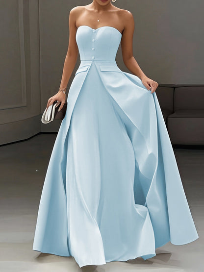 Damen Elegantes Abendkleid mit Bandeau-Design und Knopfleiste – Perfekt für festliche Anlässe
