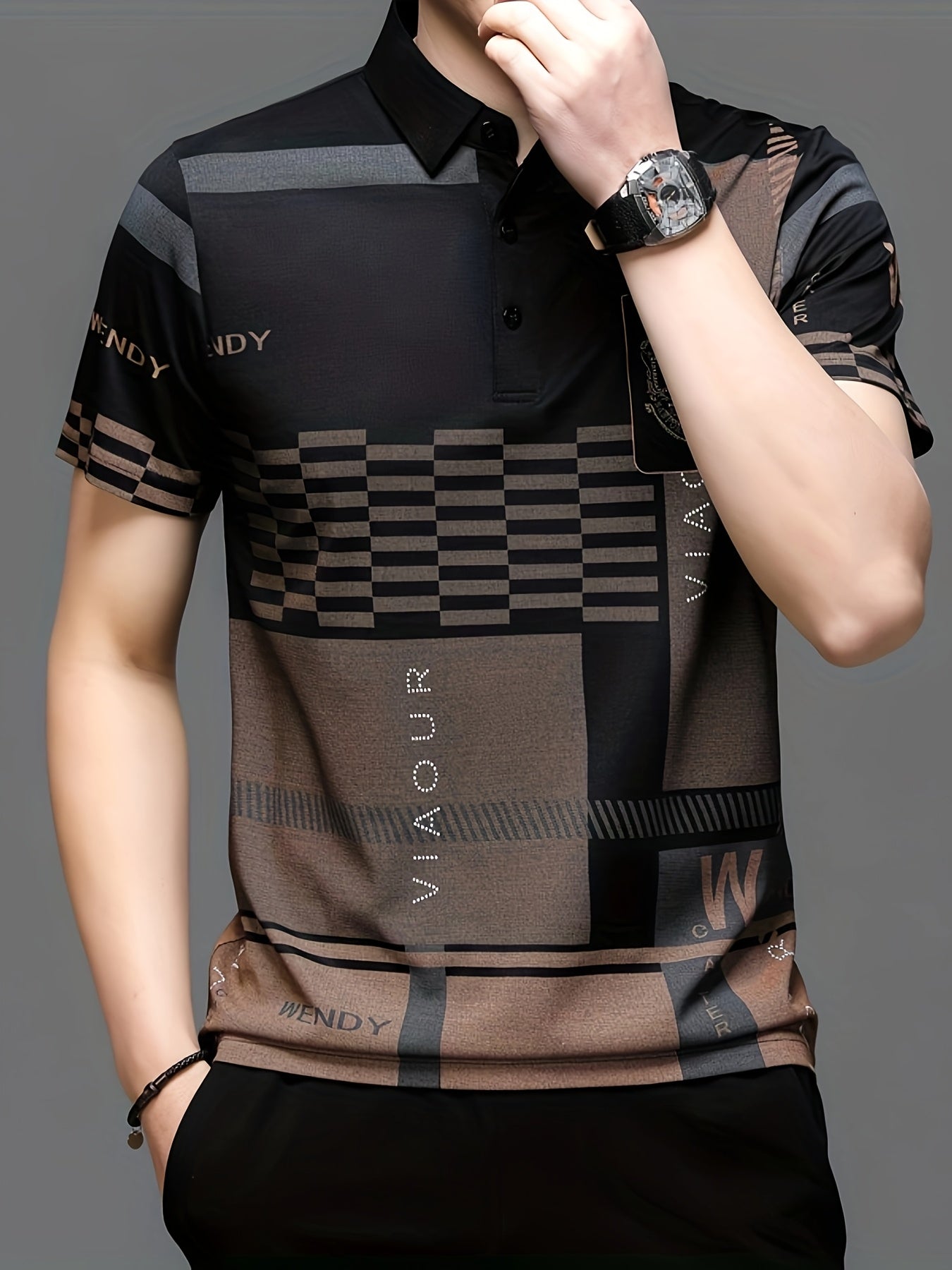 Herren Polohemd Modern Grafikmuster Kurzarm – Stilvolles Freizeitshirt mit Kragen